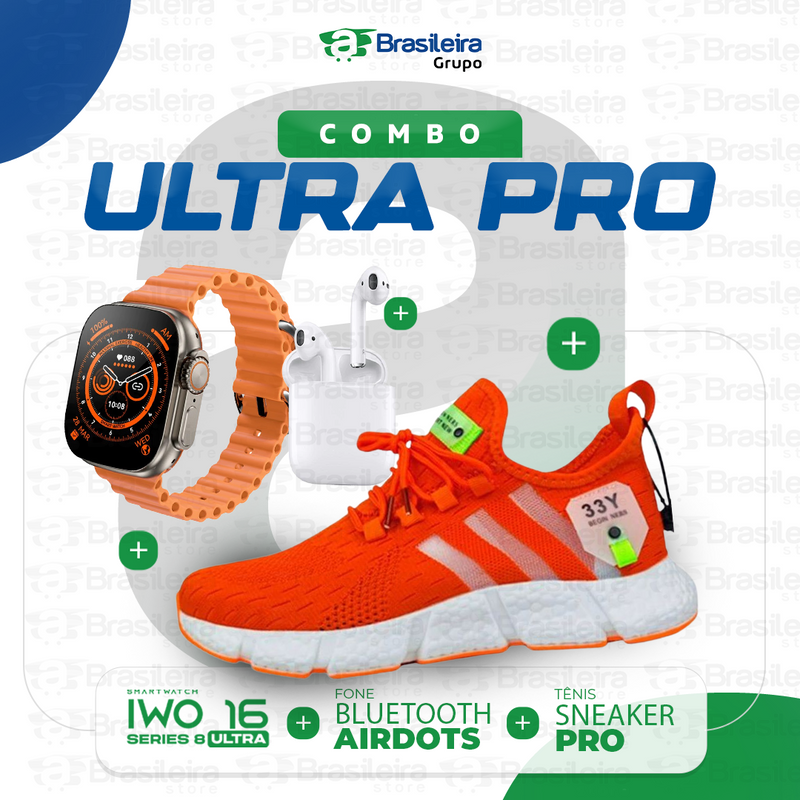 Combo em Oferta 3x1 TÊNIS NEWFIT + IWO SERIES 9 ULTRA + FONE BLUETOOTH PRO | FRETE GRÁTIS | 12x