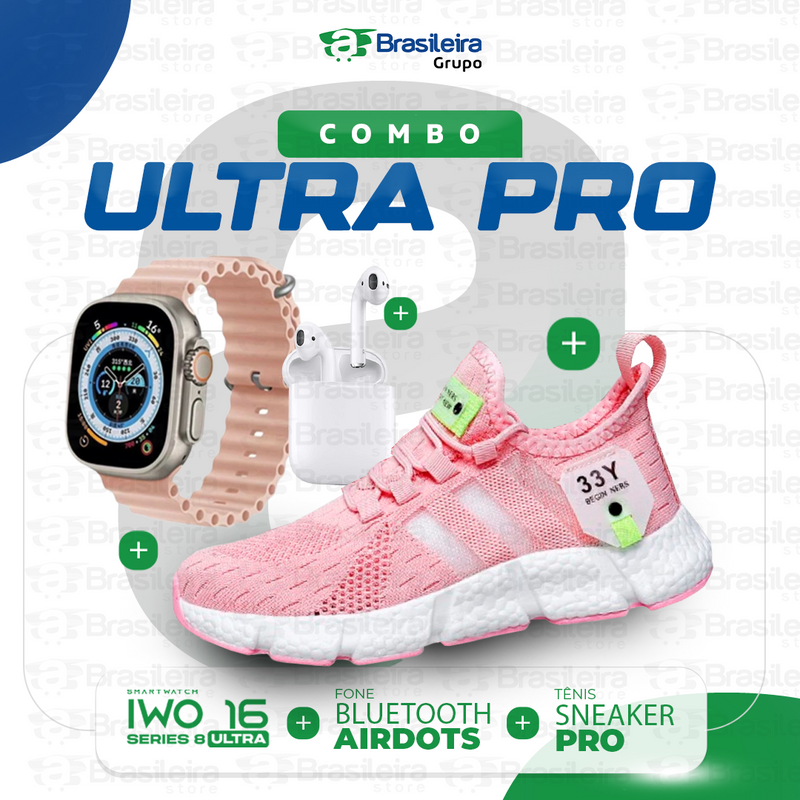 Combo em Oferta 3x1 TÊNIS NEWFIT + IWO SERIES 9 ULTRA + FONE BLUETOOTH PRO | FRETE GRÁTIS | 12x