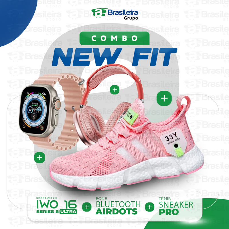 Combo Newfit Advanced 3x1 TÊNIS SNEAKER NEWFIT PRO + IWO SERIES 9 ULTRA + FONE BLUETOOTH ADVANCED PRO | FRETE GRÁTIS | 12x