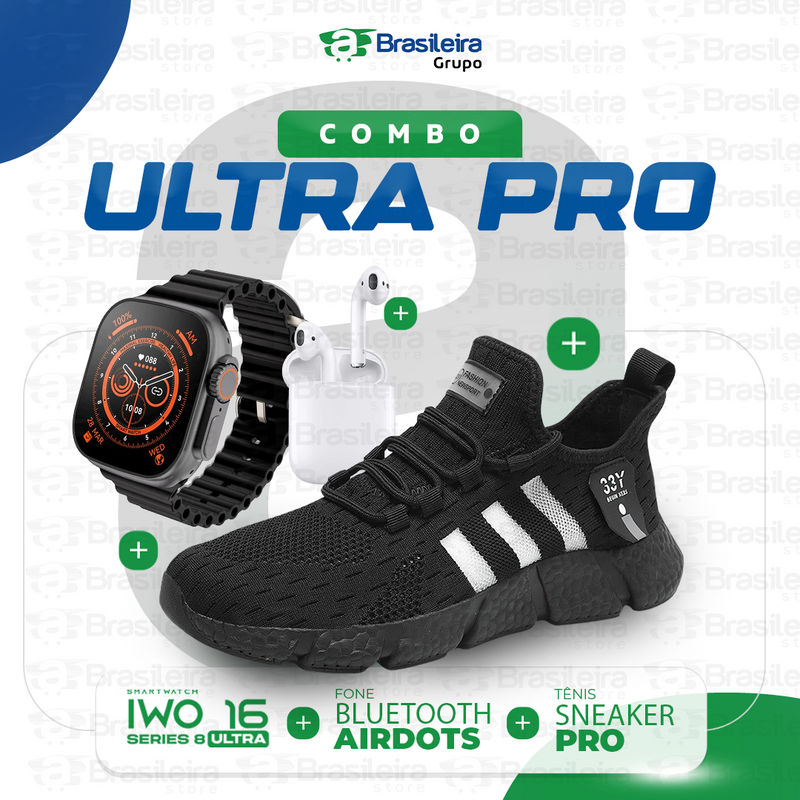 Combo em Oferta 3x1 TÊNIS NEWFIT + IWO SERIES 9 ULTRA + FONE BLUETOOTH PRO | FRETE GRÁTIS | 12x